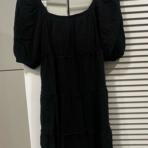 Soma Square Neck Black Tiered Dress – Size Medium
